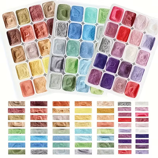 Premimum Watercolour Paper & Metallic Paint Set with Brush Water Pens and mini palette.