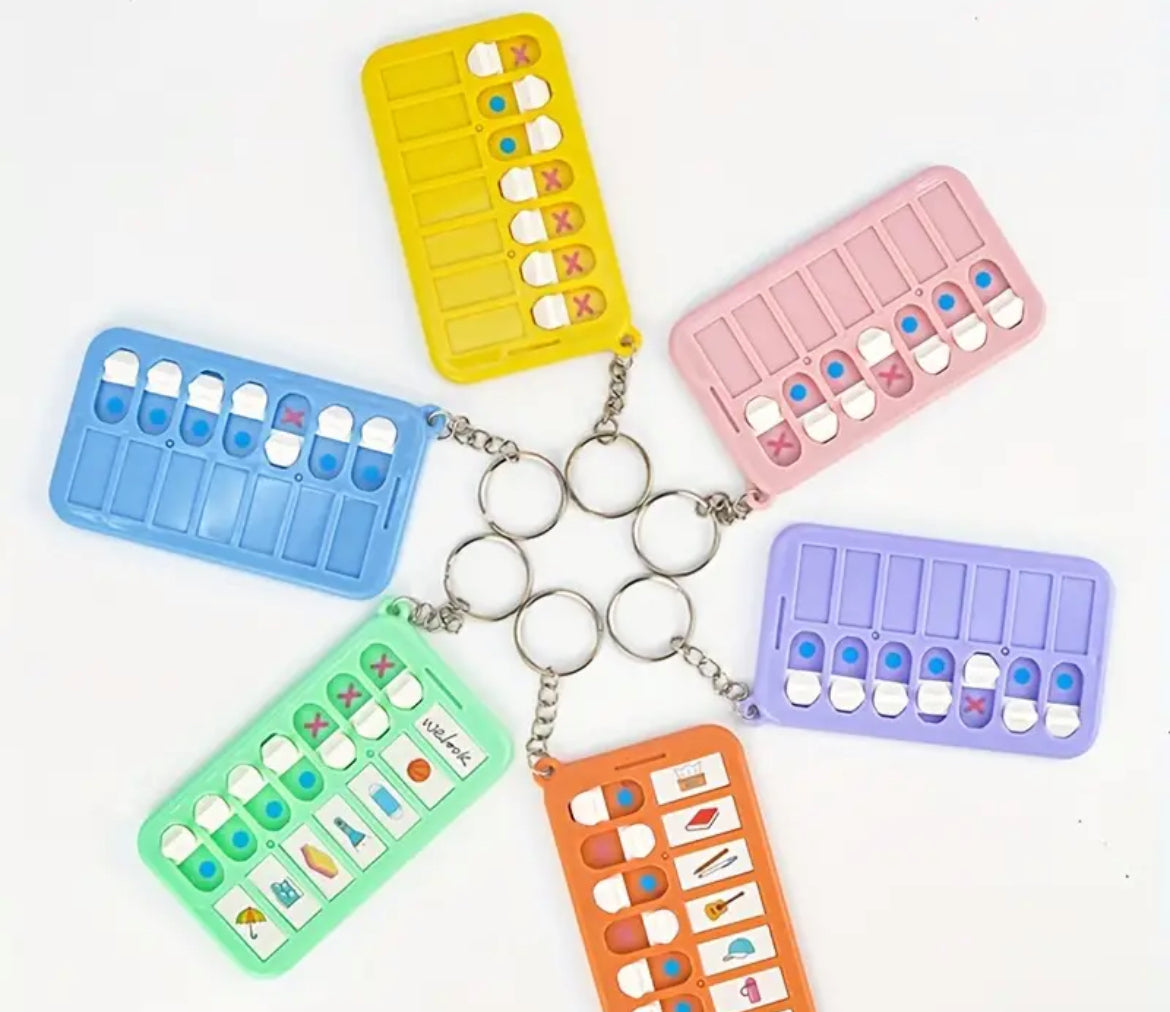 Mini To Do List/Reminder Keyrings with Pom Pom Keychain.