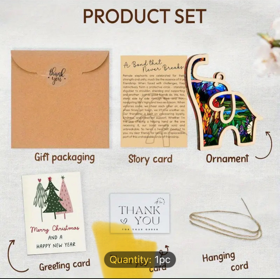 Wooden Elephant Ornament