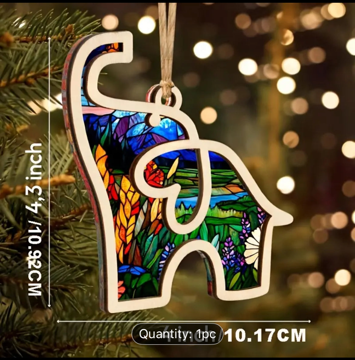 Wooden Elephant Ornament