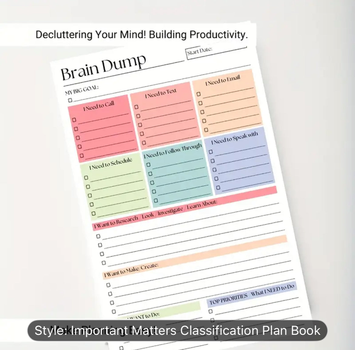 Brain Dump Journal Pad - Clear Your Mind & Reduce