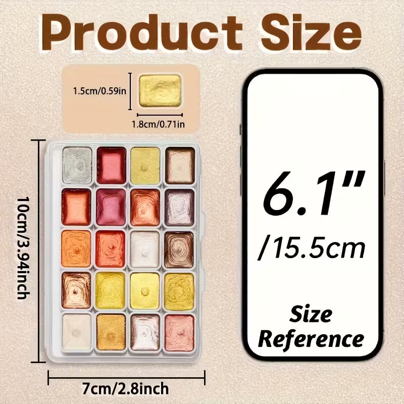 Premimum Watercolour Paper & Metallic Paint Set with Brush Water Pens and mini palette.